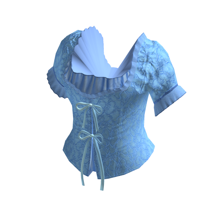 Floral Puff Sleeve Top with Ties (Light Blue)