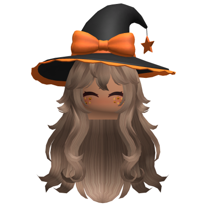 Milktea Wavy Hair with Halloween Witch Hat Roblox item