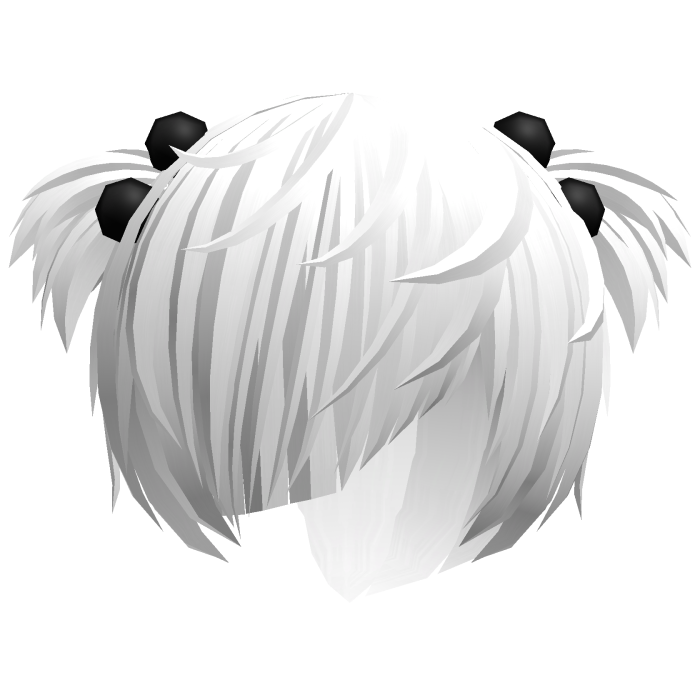 (//_^) white messy anime vkei emo hair w buns