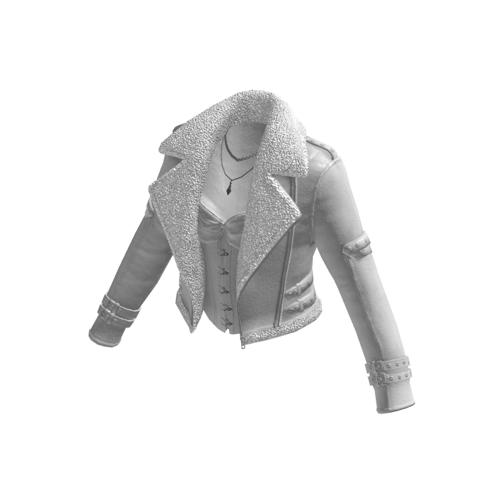 Y2K Moto Jacket w/ Necklace & Buckles (White)