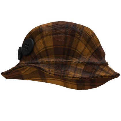 Orange Plaid Button Pin Hat