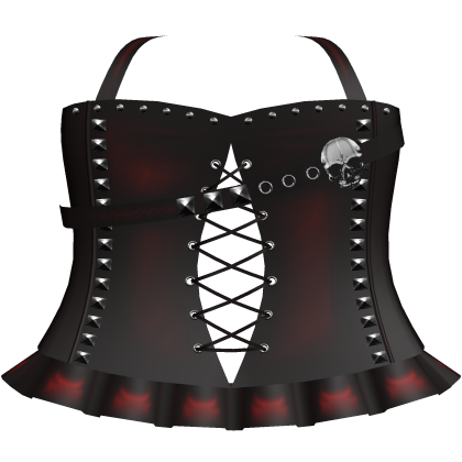 gothic emo red studded skull dress Roblox item