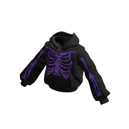 Hoodie Black Halloween Skeleton Purple thumbnail
