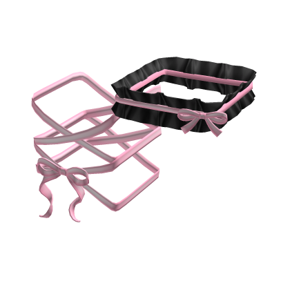♡ cutesy chii tied ribbon bow garter in black&pink