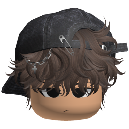 Messy Hair w/ Backwards Cap & Face (Brown)