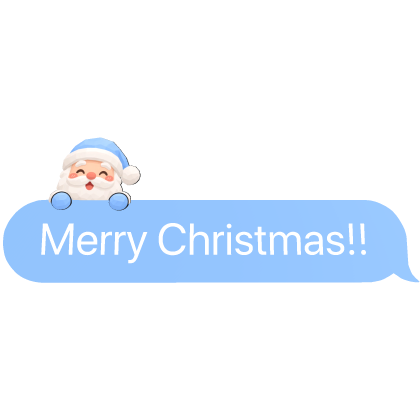 Christmas Santa Blue Cute Text Bubble