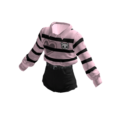 Pink & Black Preppy Cat outfit