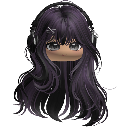 Cute Straight Hair w/ Headphones (Purple&Black) Roblox item