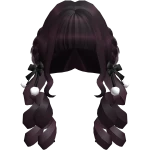 🤍 winter braided low curly pigtails dark berry