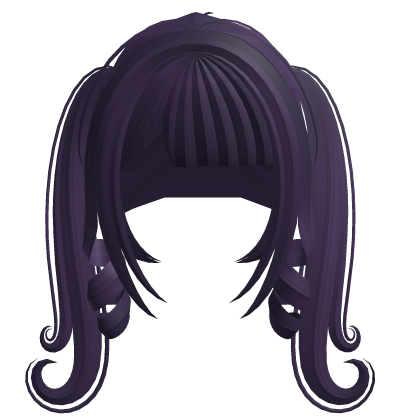 Cute Kawaii Curly Long Pigtails in Dark Purple Roblox item