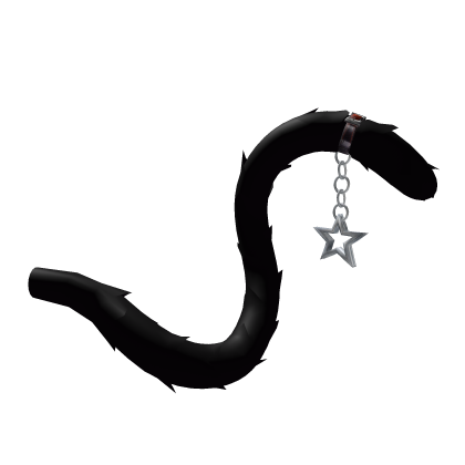 Black Fluffy Cat Tail with Platinum Star