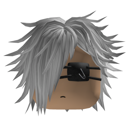 Messy Emo Hair w/ Eyepatch (Silver)
