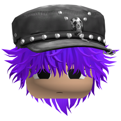 Fluffy Emo Black Beret Y2K Boy Hair (Purple)