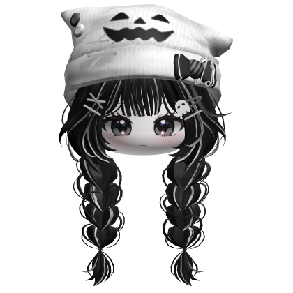 🍀Cute Girl Braided w Halloween Beanie(Black)