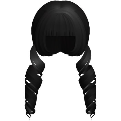 black swirly curly hime moe low pigtails