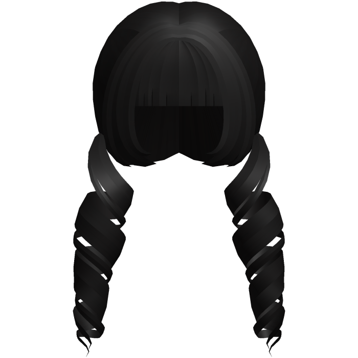 black swirly curly hime moe low pigtails