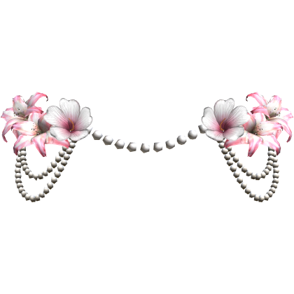 Pink Lily Hibiscus Flower Waist Pearl Chain