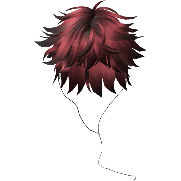 Y2K emo boy with headphones, red black hair