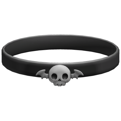 black and grey skull bat thin halloween choker
