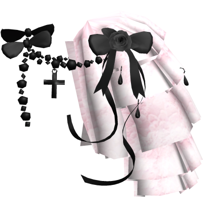 Victorian Lace Pearl Ribbon Pink Shoulder [L]