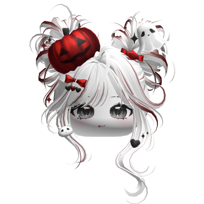 Halloween Pumpkin Buns w/ Bows (White&Red) Roblox item