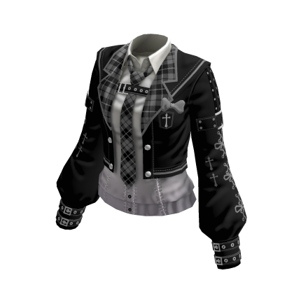 Y2K Plaid School Uniform Jacket (Black) thumbnail