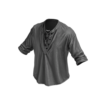 Gray Henley Loose Button Up