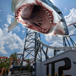 Cart ride into an oversized shark: THE GAME