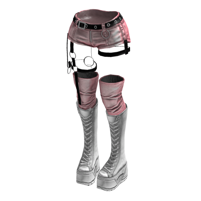 Gothic Emo Y2K Shorts boot straps (Pink Black)