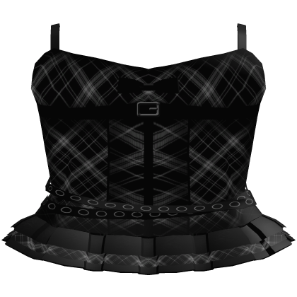 Black Plaid Cutesy Corset Pleated Mini Dress