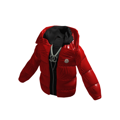 Red Monclizzy Jacket with Hoodie and CC Chain thumbnail