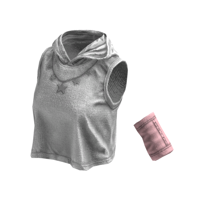 Sleeveless Stylish Hoodie (White Pink)
