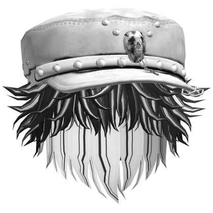 Fluffy Emo White Beret Y2K Boy Hair (White/Black)