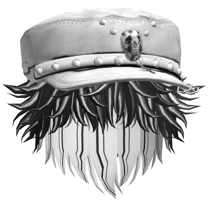 Fluffy Emo White Beret Y2K Boy Hair (White/Black)