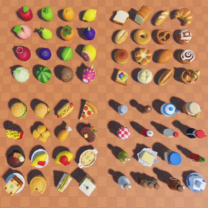 64 Free Low Poly Food Prop Models preview 1