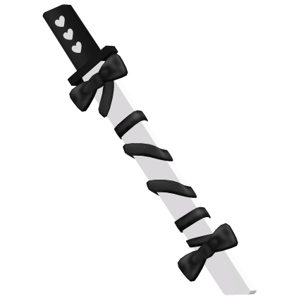 🤍 kawaii katana on back w/ ribbons white & black