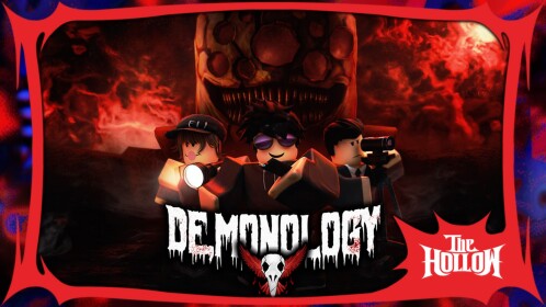 Demonology Roblox horror game promotional thumbnail, another experience named in The Hollow event announcement