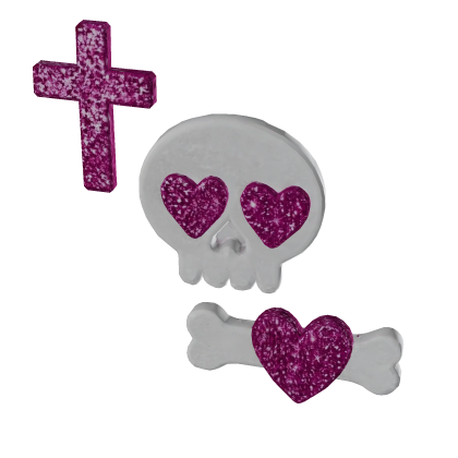Pink glitter cross skeleton hair clip  Roblox item