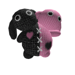 Black and Pink Voodoo Doll Cute Bunnies 