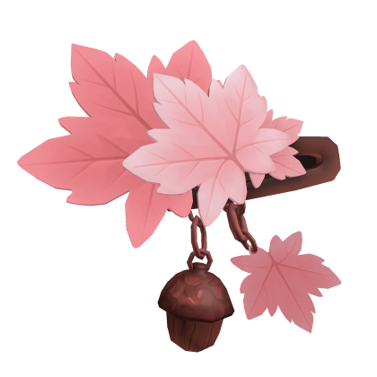 🍂 Pink Autumn Leaf & Acorn Hair Clip