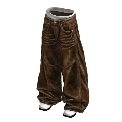 Brown Baggy Y2K Distressed Denim