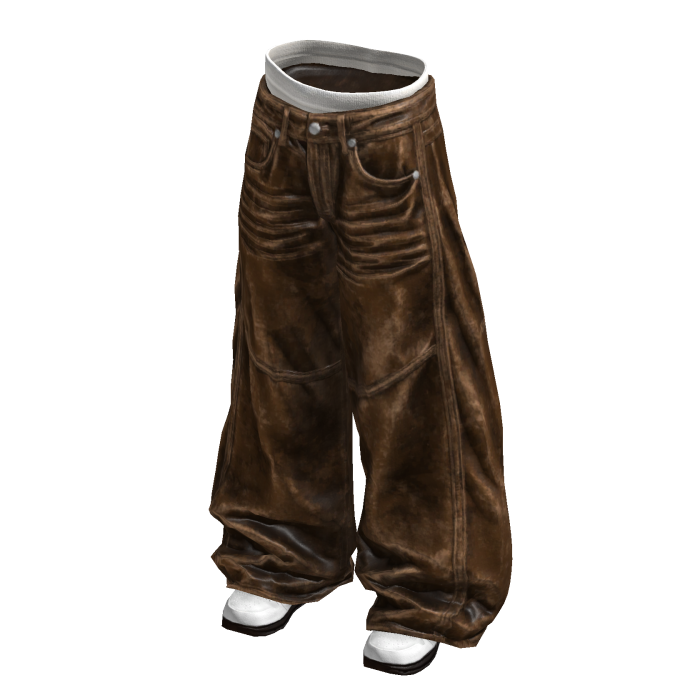 Brown Baggy Y2K Distressed Denim