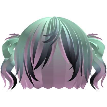‘’ (๑ — ‸ ҂)ゝcurly emo twin tails in pastel ombre Roblox item