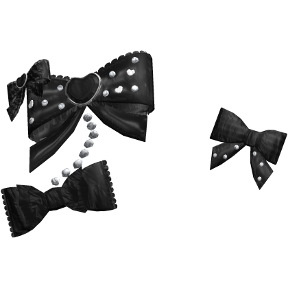 Cute Decora Gyaru Charm Pearl Bows (Black)