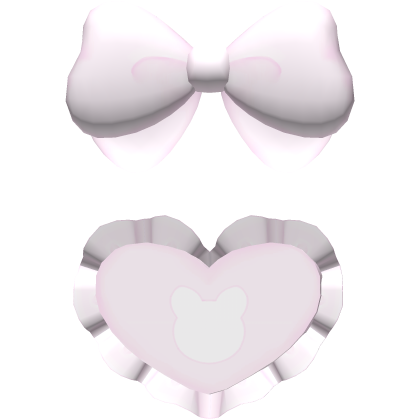 ♡ : cute pink bow heart hairclip Roblox item