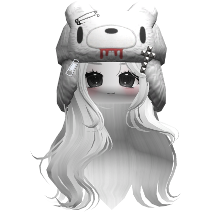 Fuzzy Bear Ushanka Flowy Long Hair (White)