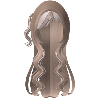 long wavy milk tea hair with side ponytail Roblox item
