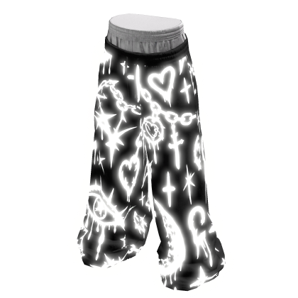 Glowing Emissive White Graffiti Core Sweatpants