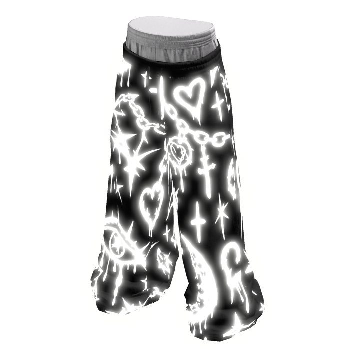 Glowing Emissive White Graffiti Core Sweatpants