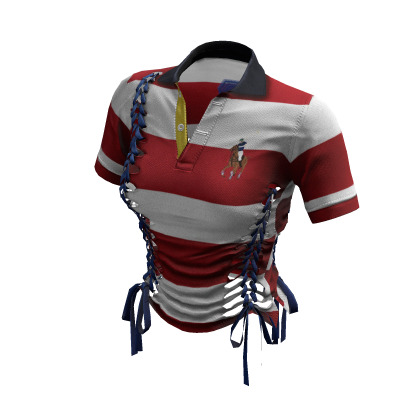 Braided Cutout Polo Shirt (Beach Ball)